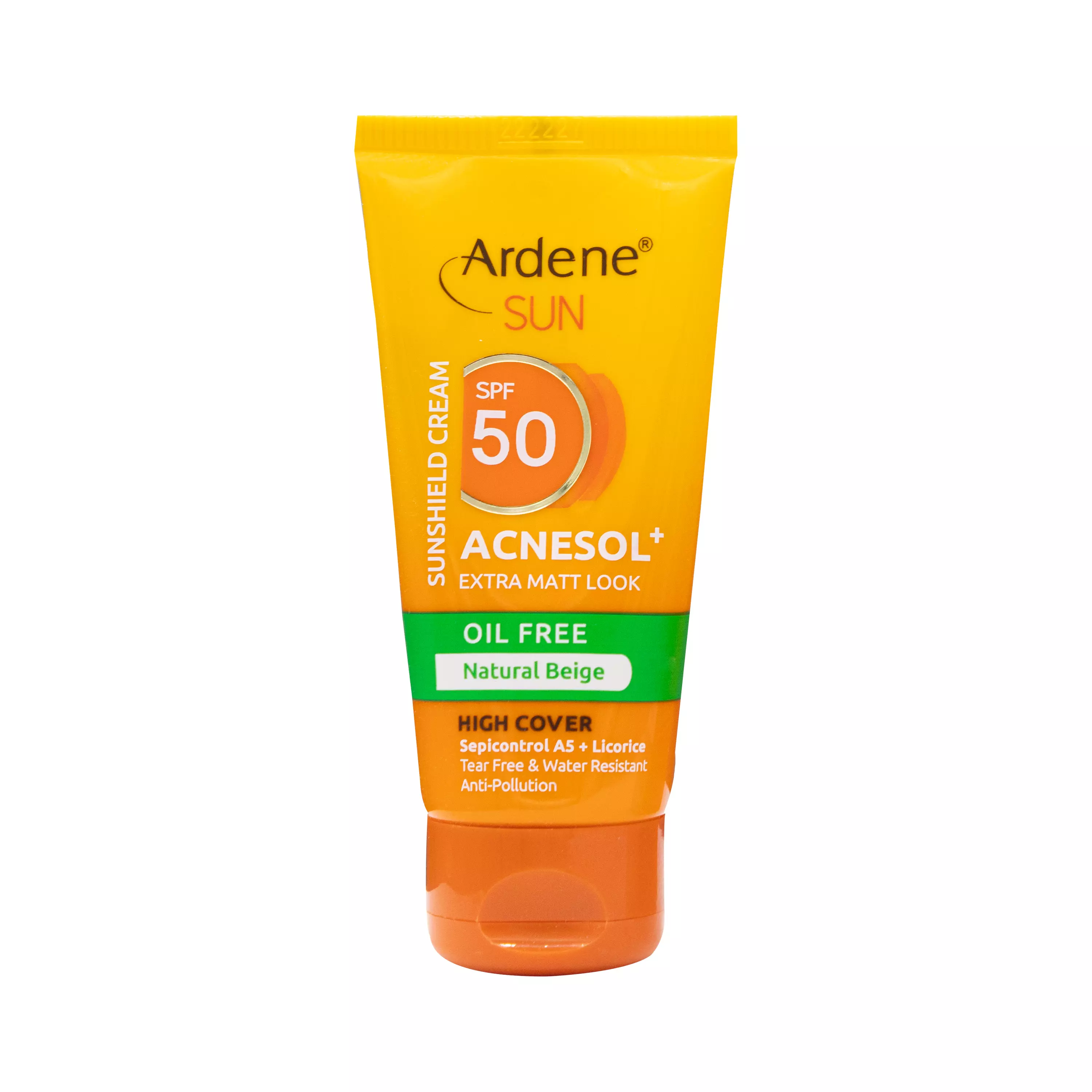 کرم ضد آفتاب SPF50 مات کننده فاقد چربی رنگی بژ طبیعی آردن سان